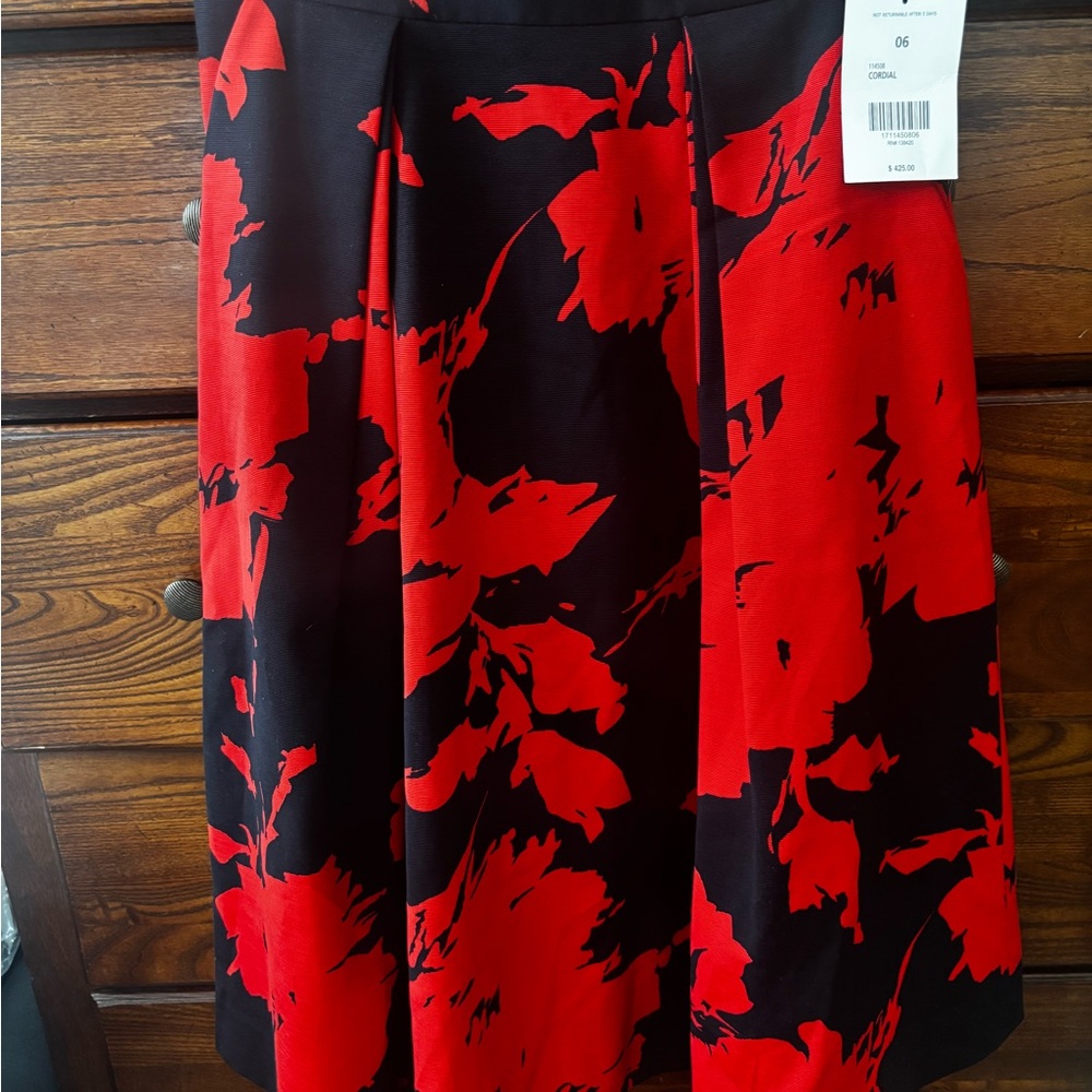 Carlisle Red and Black A-Line Pleated Skirt